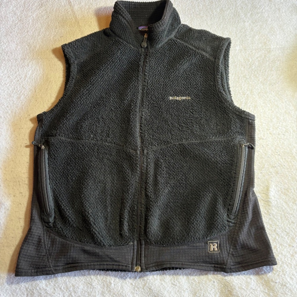 Vintage Patagonia R2 Fleece Vest Mens Large Black Full Zip 11119 Made in USA